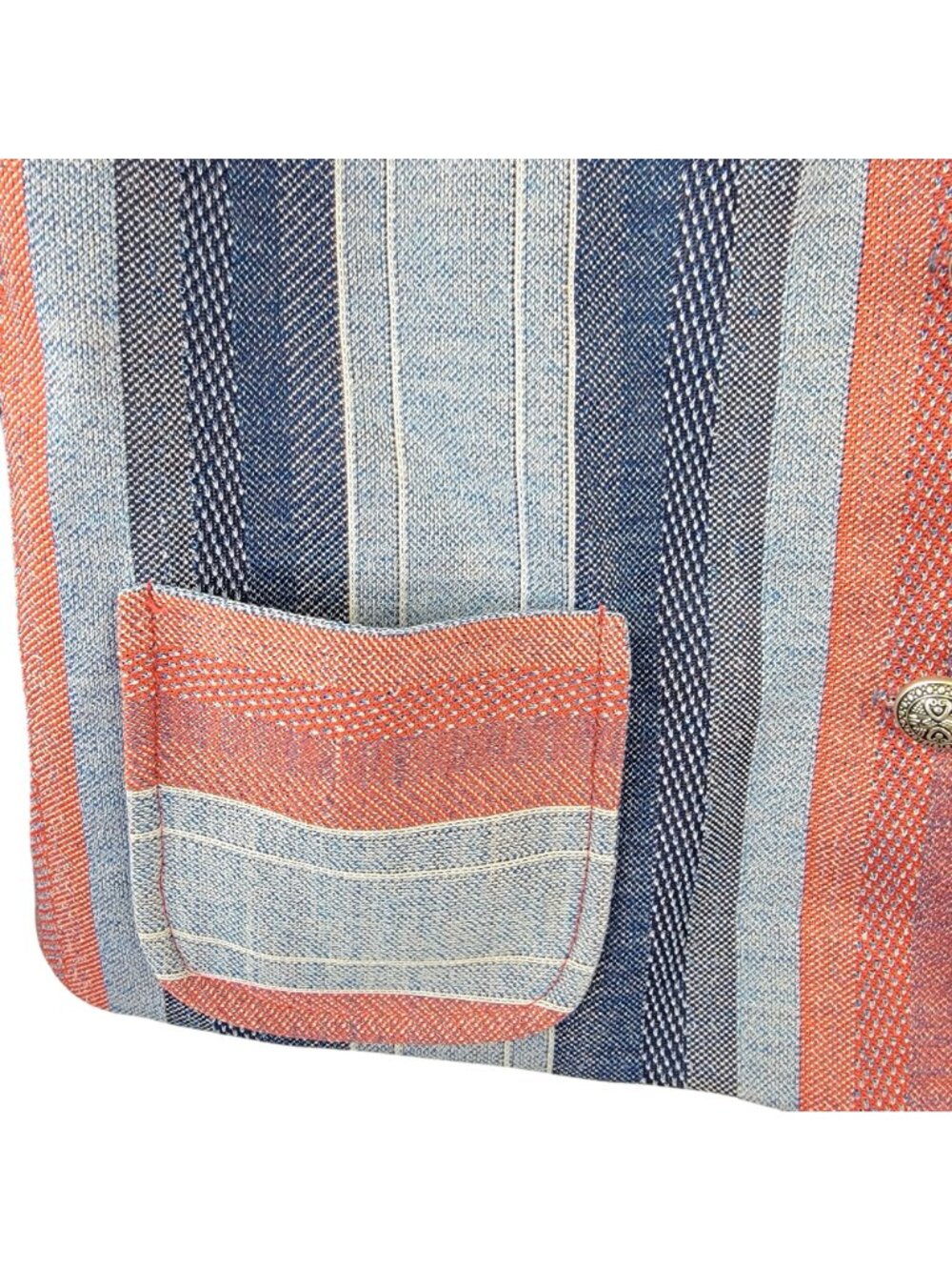 Vintage 70s Stripe Shirt Jacket Women Medium Pink Blue Collar Button Lightweight - Picture 13 of 16